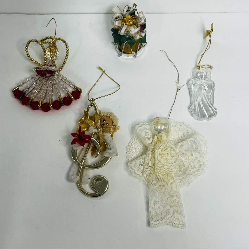 mixed lot vintage angel christmas ornaments some‎ handmade as is  5